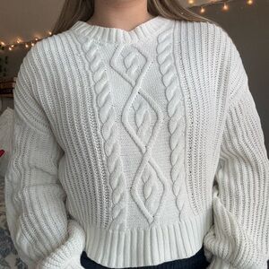 Forever 21 Contemporary Cream Cable Knit Sweater